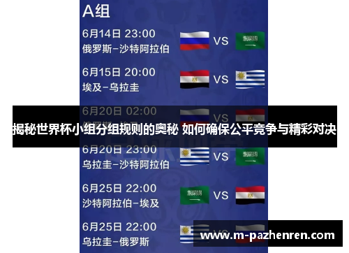 揭秘世界杯小组分组规则的奥秘 如何确保公平竞争与精彩对决